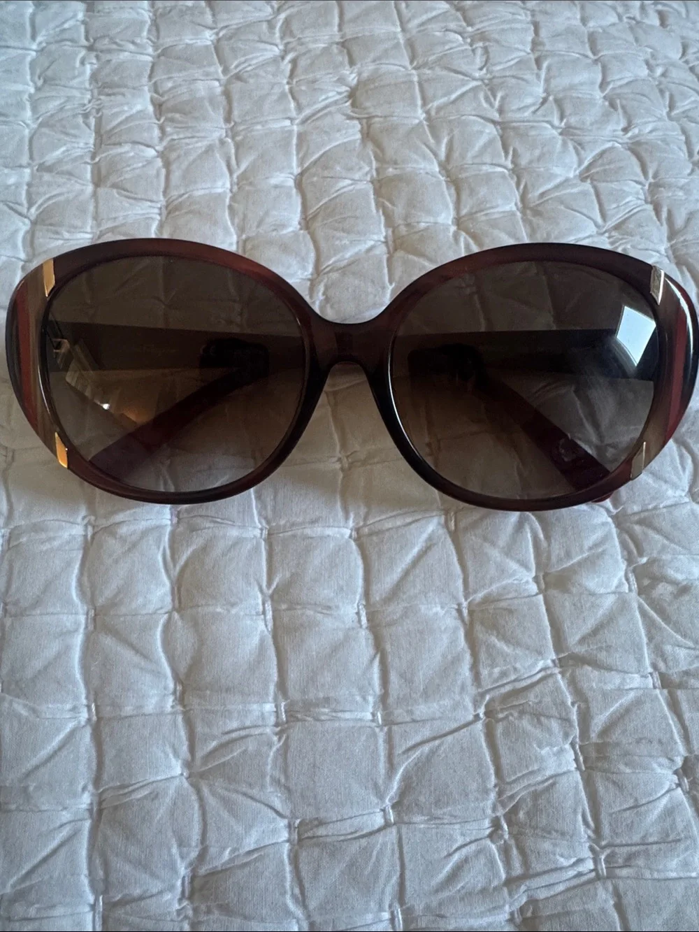 Salvatore Ferragamo Women's Tortoiseshell Round Sunglasses - Red Brown